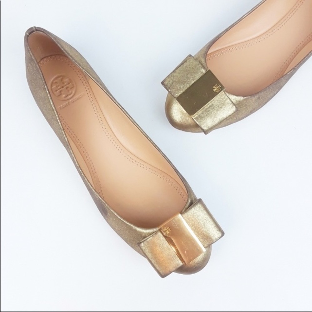 Tory Burch | Chase Ballet Flats Bow Front Platinum